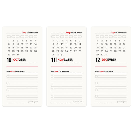 DB Monthly Calendar - Q4 - (Oct-Nov-Dec)