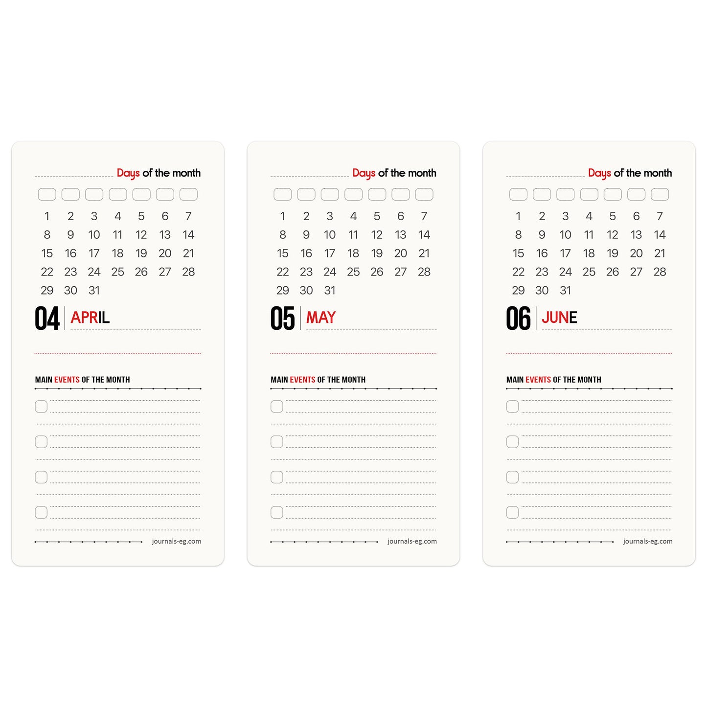 DB Monthly Calendar - Q2 - (Apr-May-Jun)