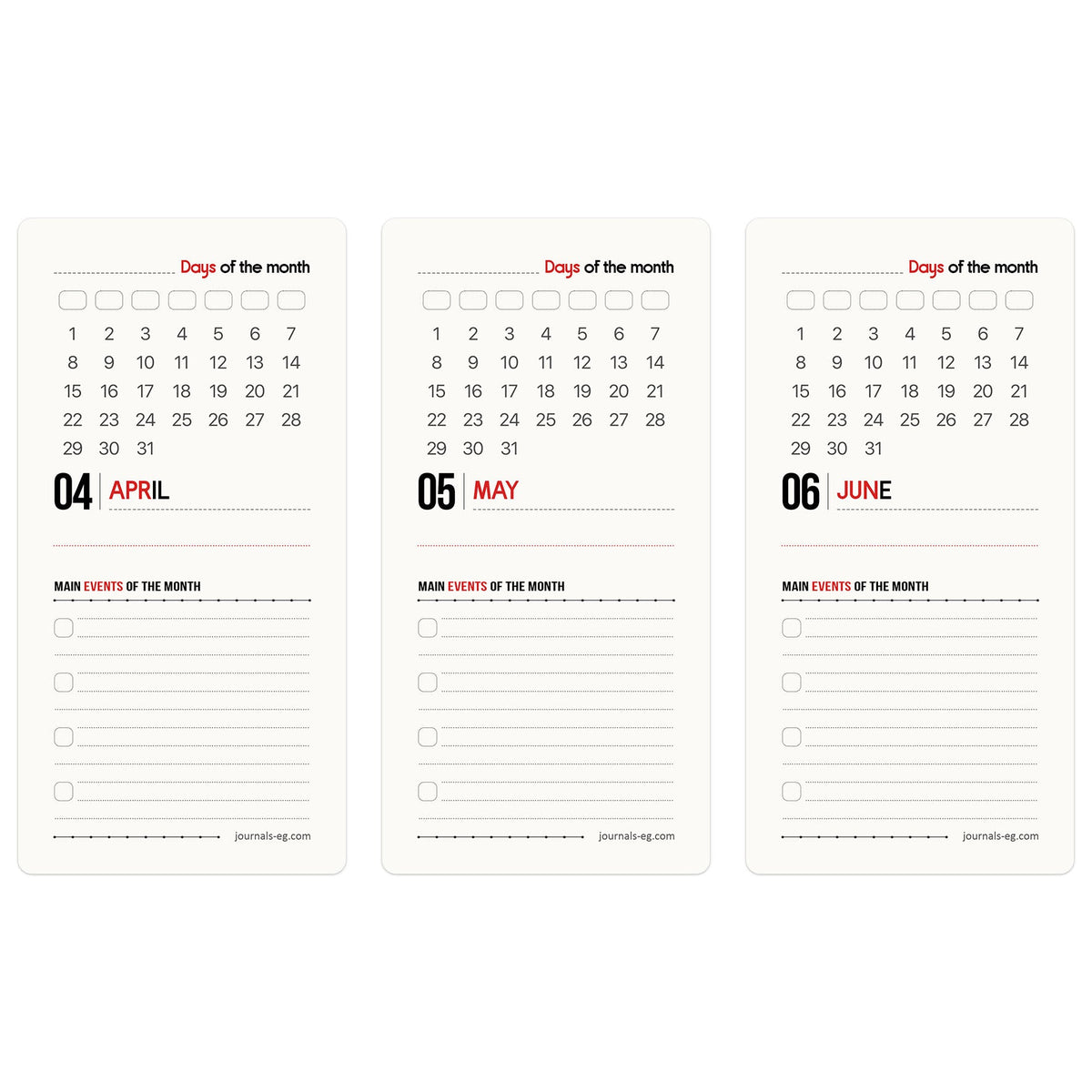 DB Monthly Calendar - Q2 - (Apr-May-Jun) Design Bases