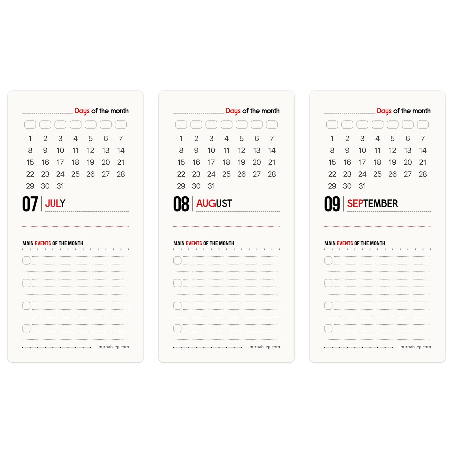 DB Monthly Calendar - Q3 - (Jul-Aug-Sep)