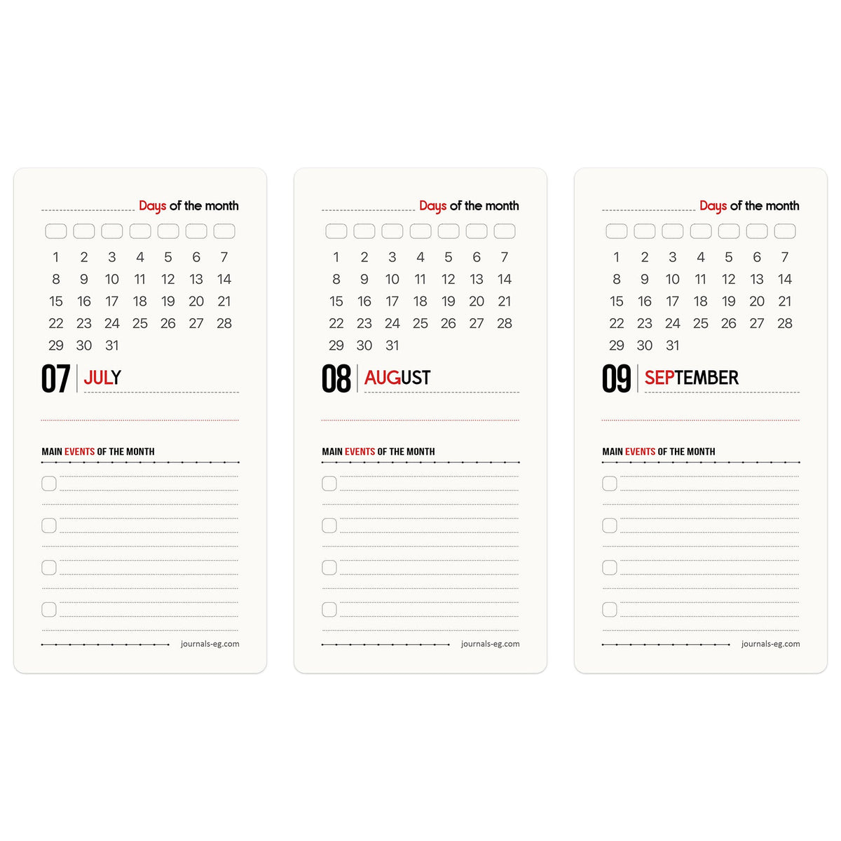 DB Monthly Calendar - Q3 - (Jul-Aug-Sep) Design Bases