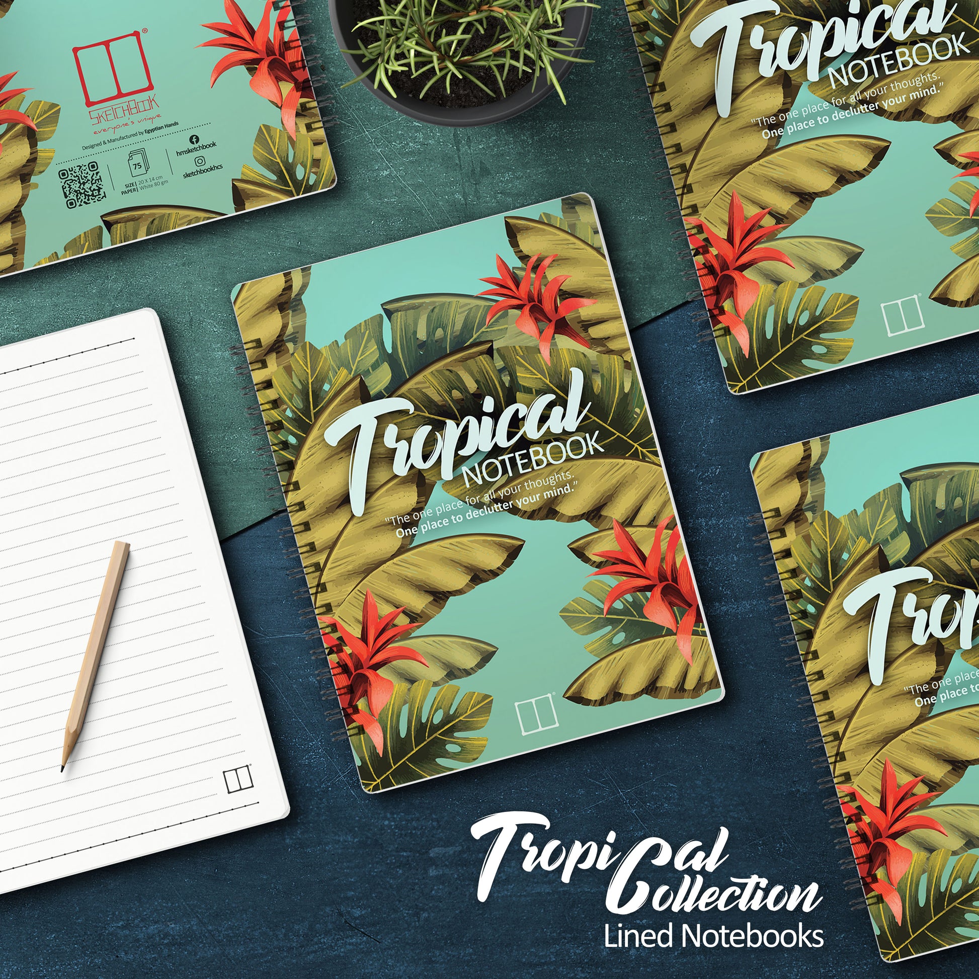 Notebooks | Tropical Collection - (Bundle of 4) SketchBook Stationery