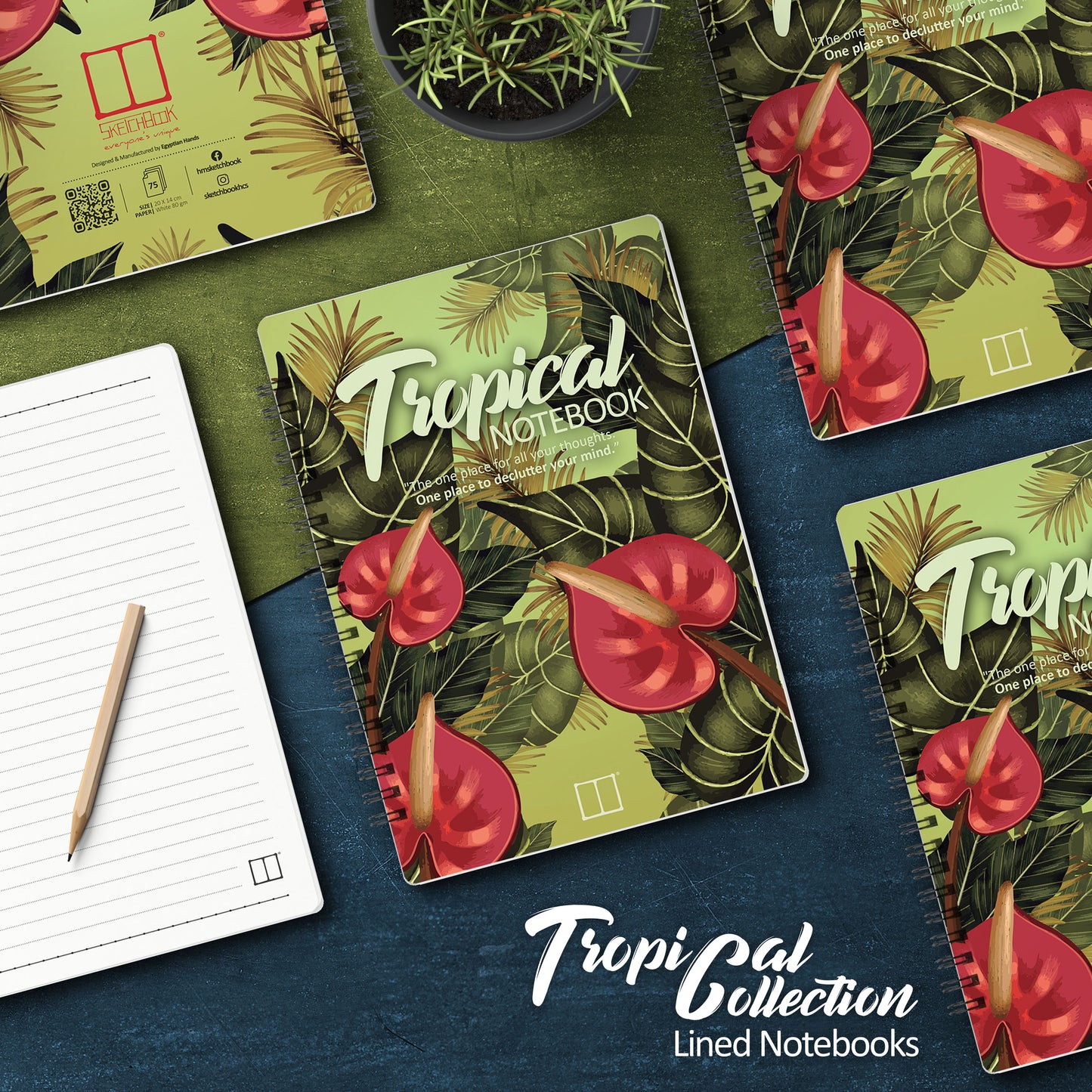 Notebooks | Tropical Collection - (Bundle of 4) SketchBook Stationery