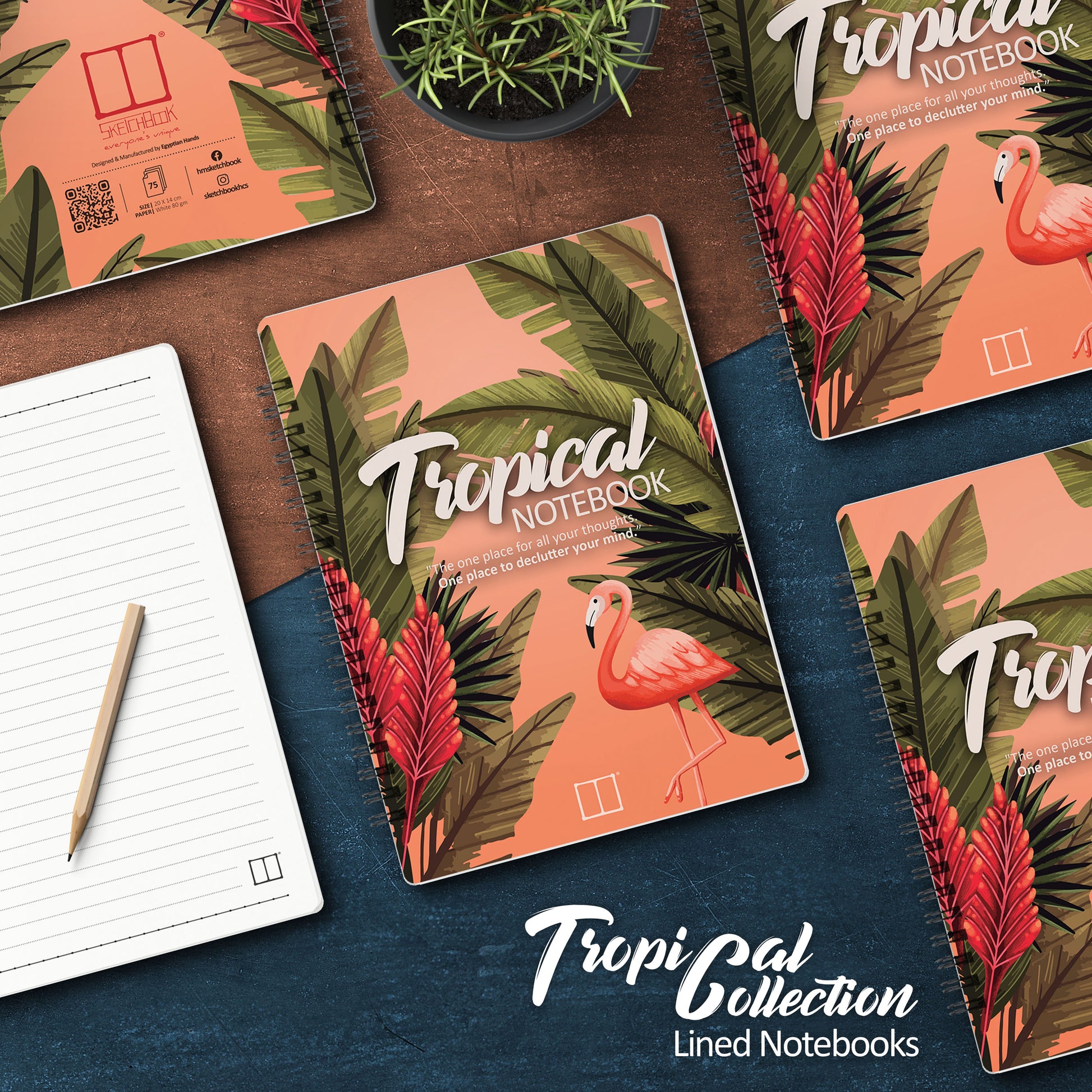 Notebooks | Tropical Collection - (Bundle of 4) SketchBook Stationery