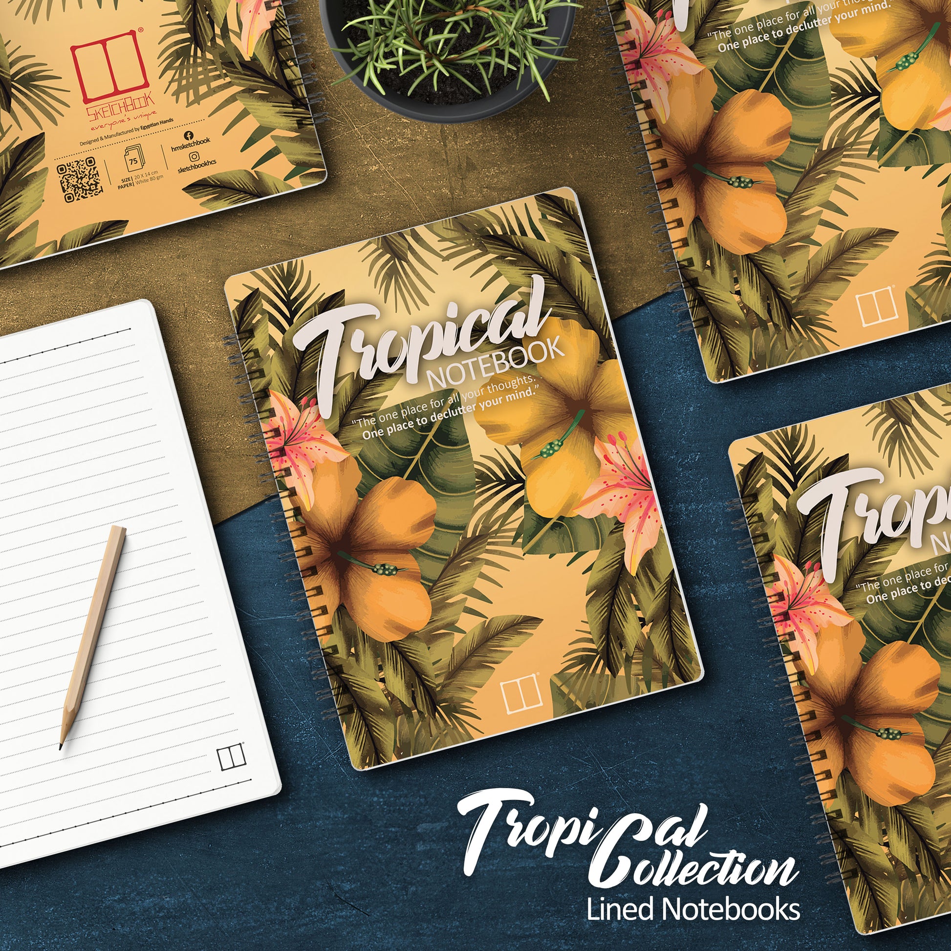 Notebooks | Tropical Collection - (Bundle of 4) SketchBook Stationery