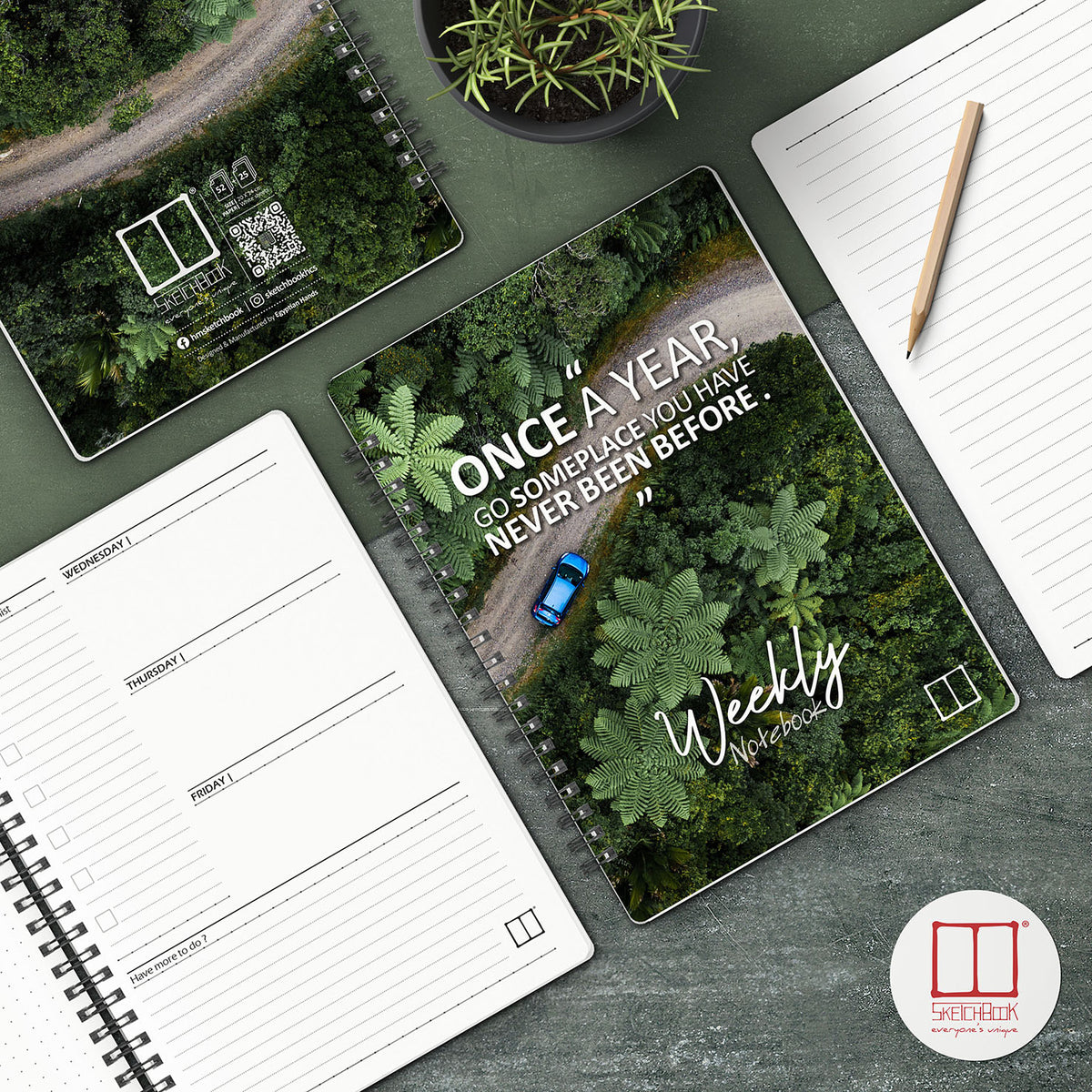 20 x 14 cm weekly planner notebook design