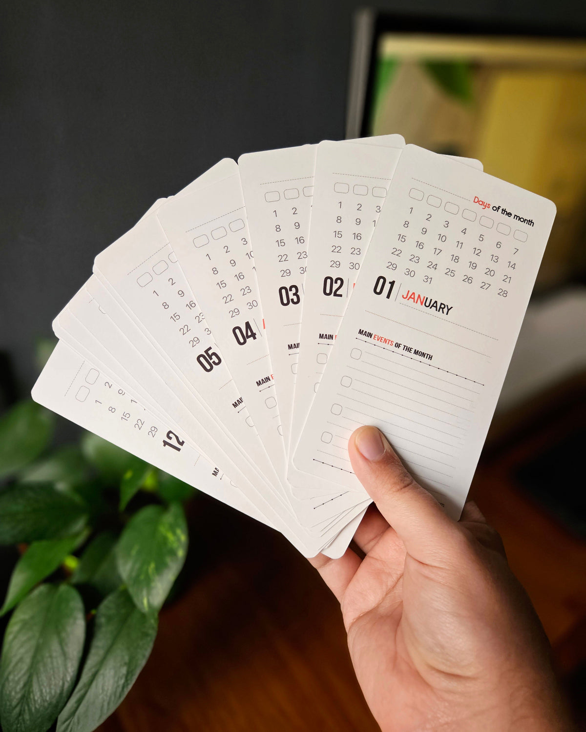 DB Monthly Calendar - Full Year - 12 Cards Design Bases