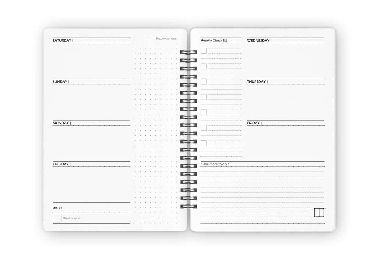 Weekly Planner Notebook | 20 X 14 cm | 52 Weeks + 50 Lined Pages | Pink