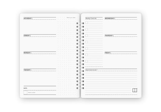 Weekly Planner Notebook | 20 X 14 cm - (52 Weeks + 50 Lined Pages) - Product RED SketchBook Stationery