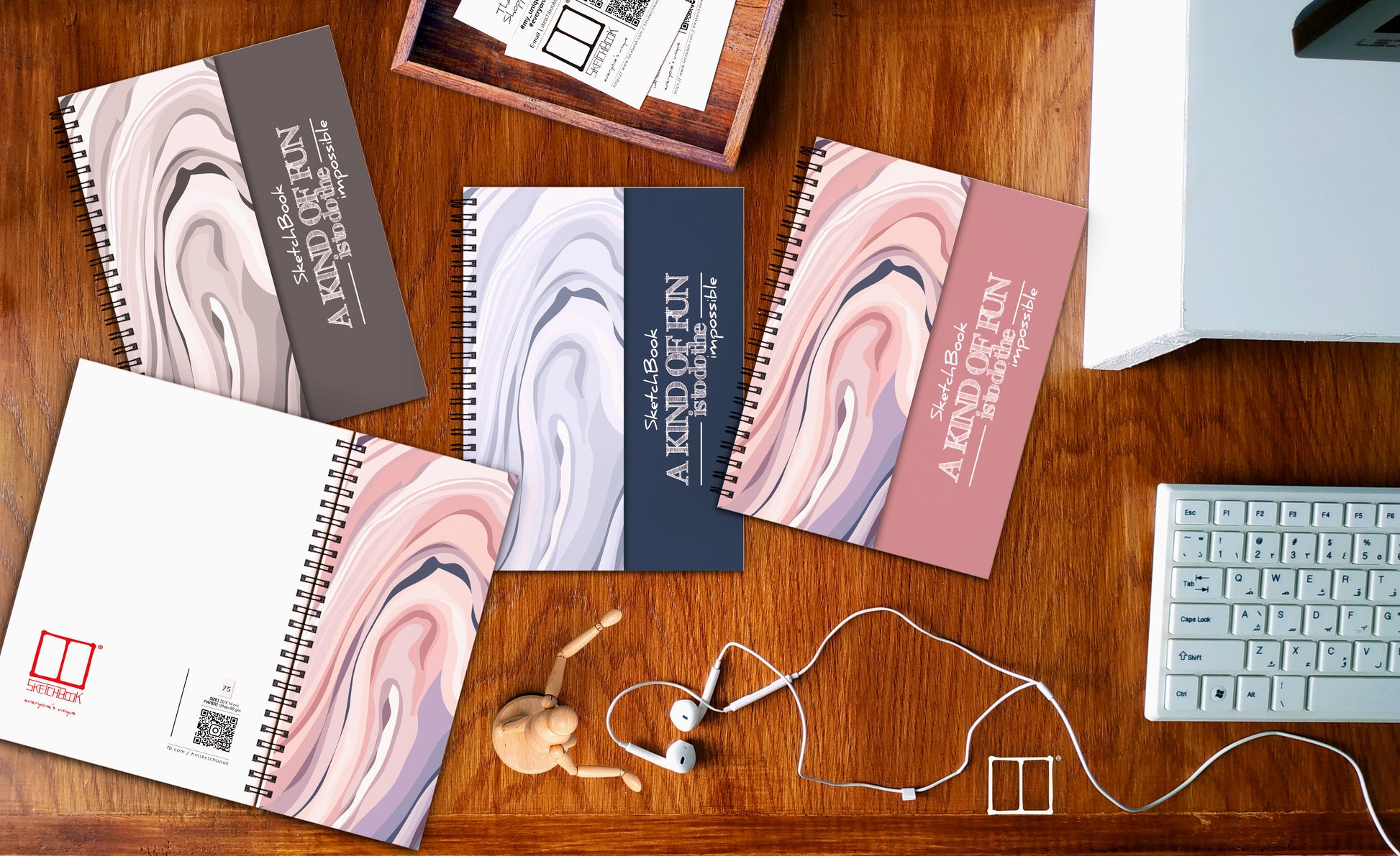 Sketchbook | 20 X 14 cm - (Half Cover) - Pink - from SketchBook Stationery