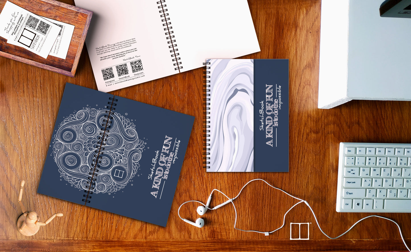 Sketchbook | 20 X 14 cm - (Half Cover) - Blue - from SketchBook Stationery