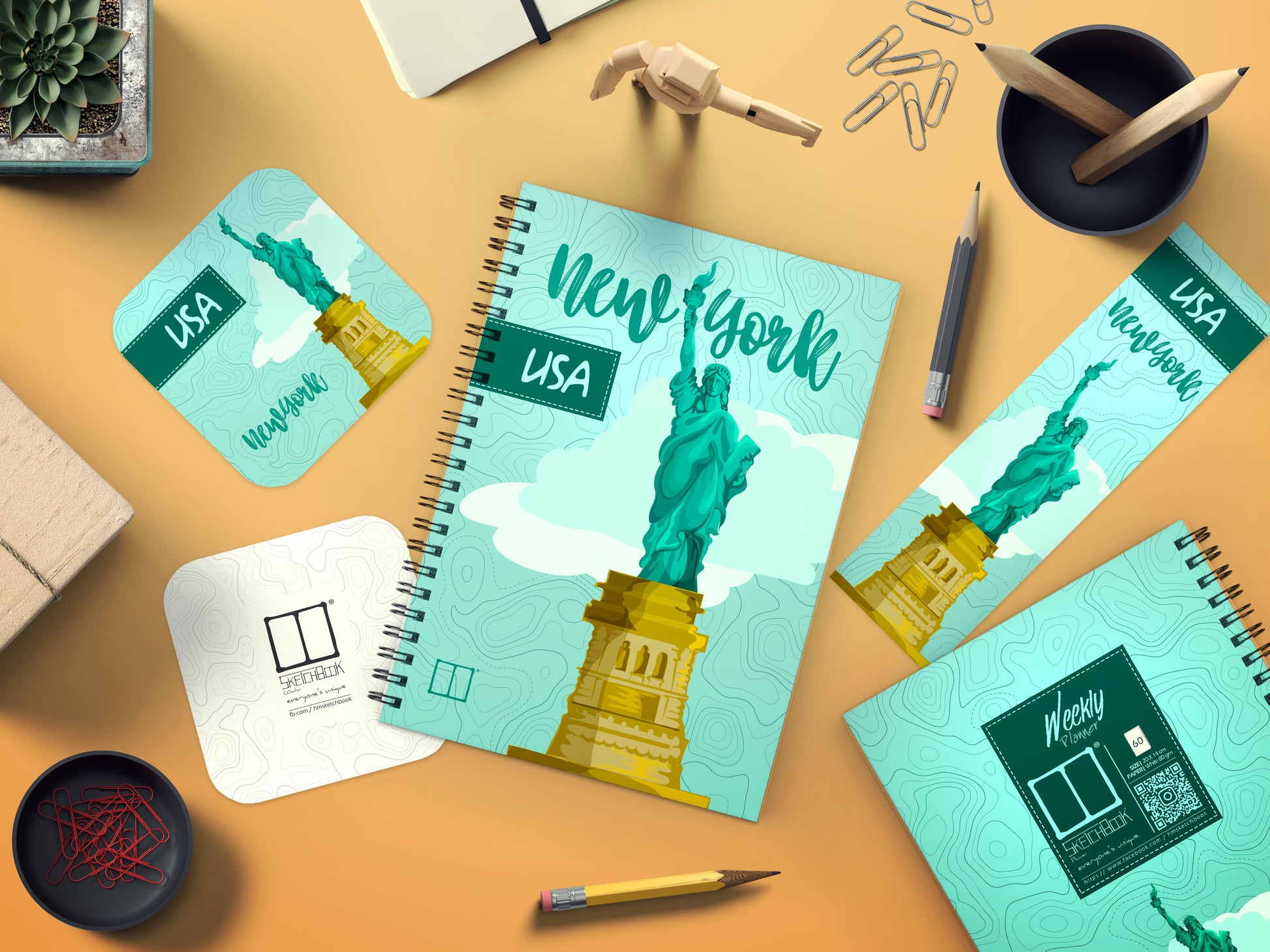 Weekly Planner Set | 20 X 14 cm - (Cities Edition) - New York - from SketchBook Stationery