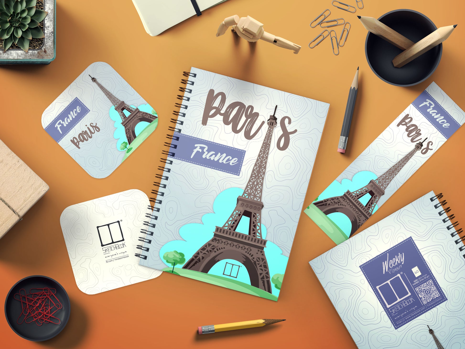 Weekly Planner Set | 20 X 14 cm - (Cities Edition) - Paris - from SketchBook Stationery