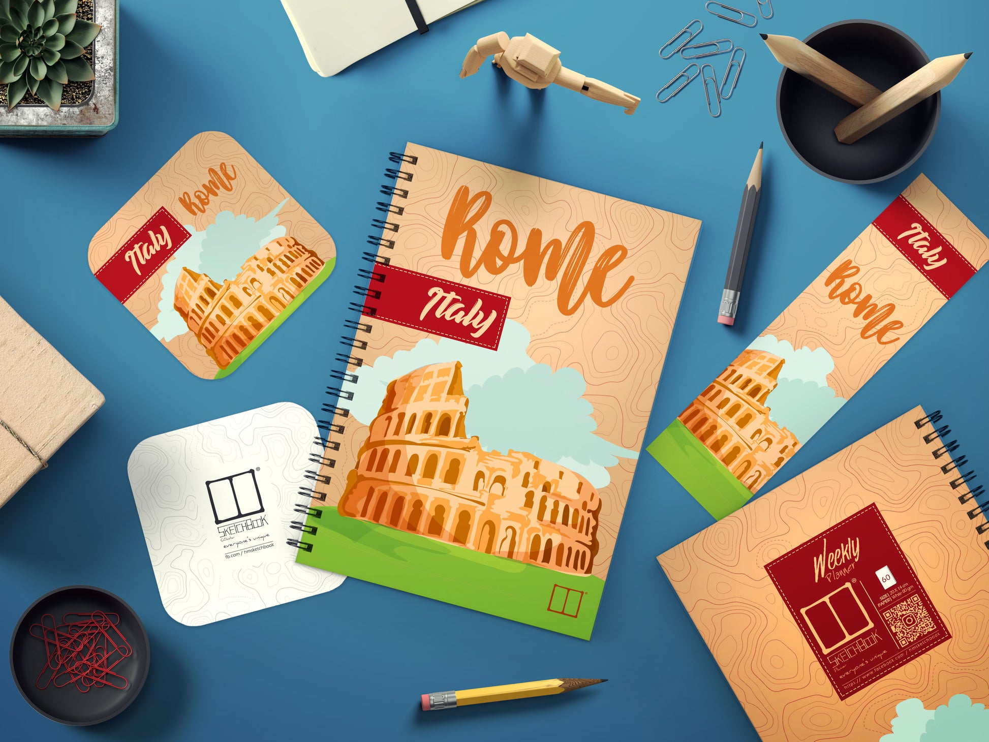 Weekly Planner Set | 20 X 14 cm - (Cities Edition) - Rome - from SketchBook Stationery