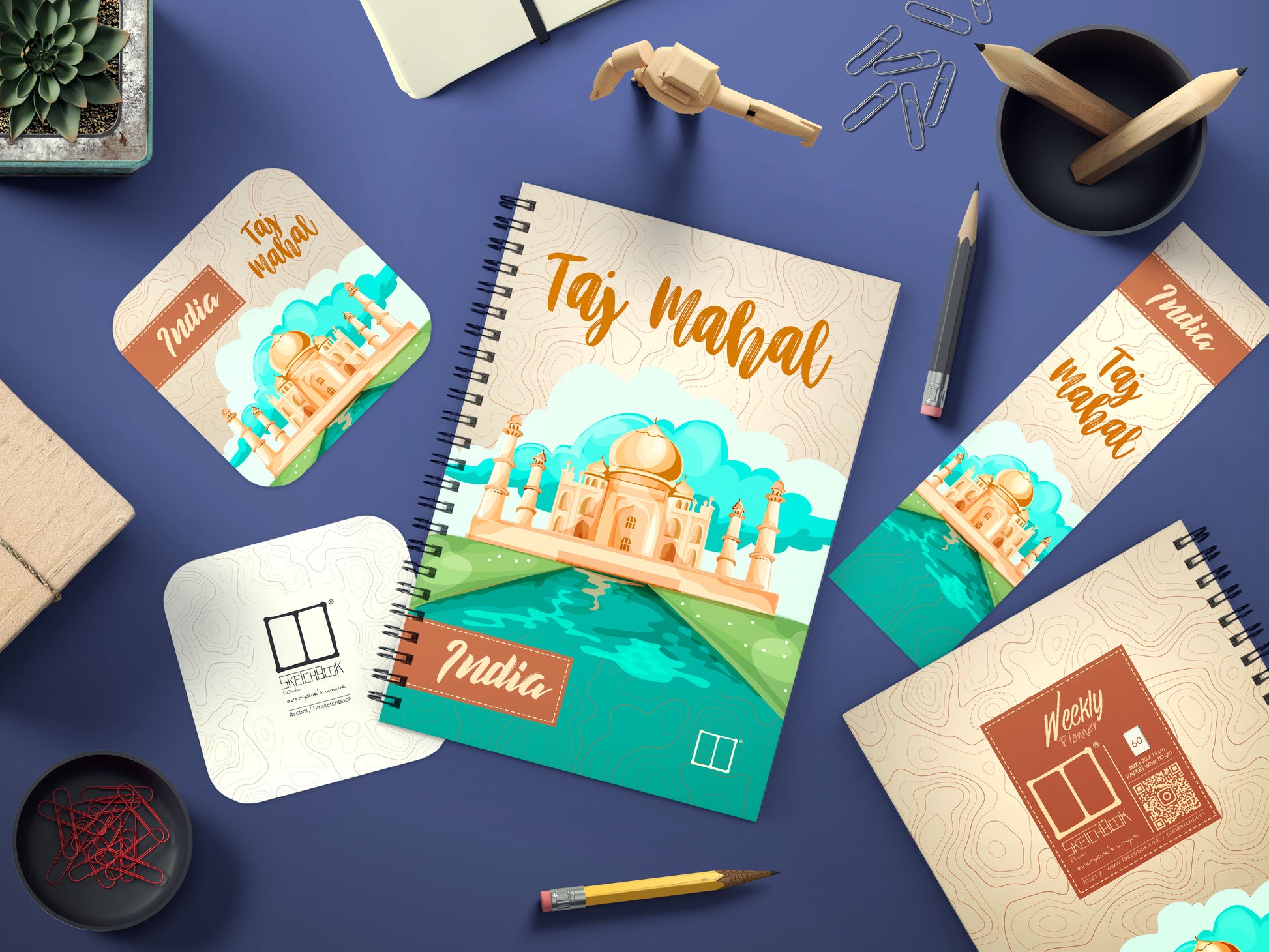 Weekly Planner Set | 20 X 14 cm - (Cities Edition) - Tag Mahal - from SketchBook Stationery