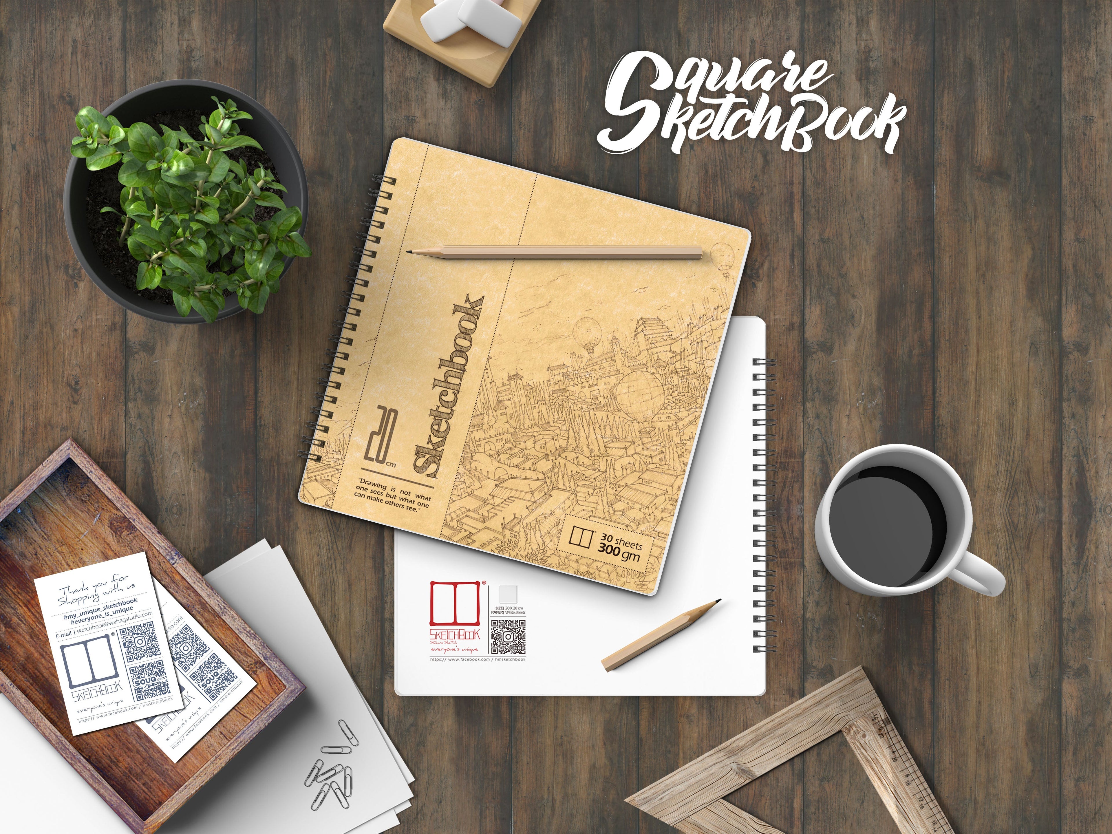 Square Sketchbook | 20 X 20 cm - White Paper - from SketchBook Stationery