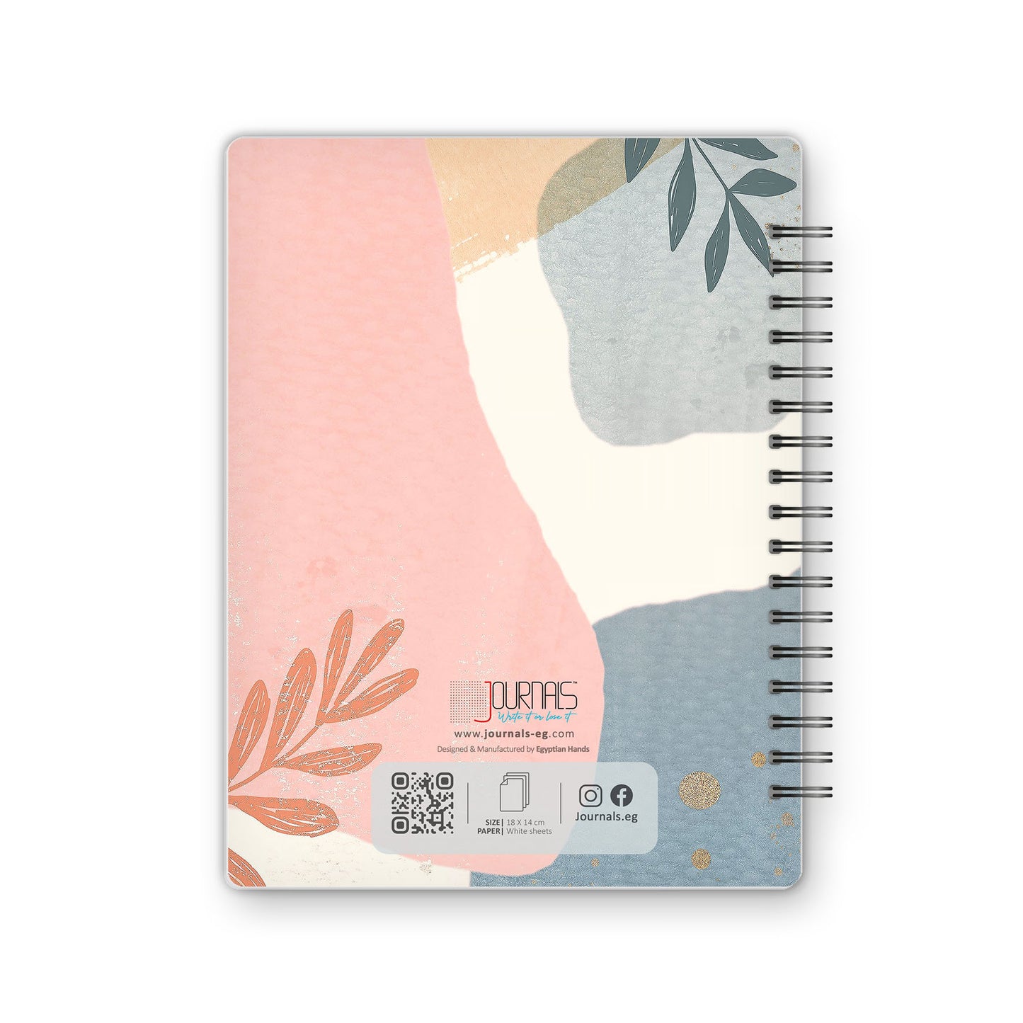 Notebook - 18X14 cm - 75 Sheets | Pink Leaf 01 - from Journals