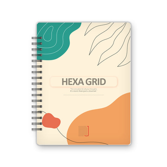 Hexa Grid - 18X14 cm - 75 Sheets | Minimal Leaf 03 - from Journals
