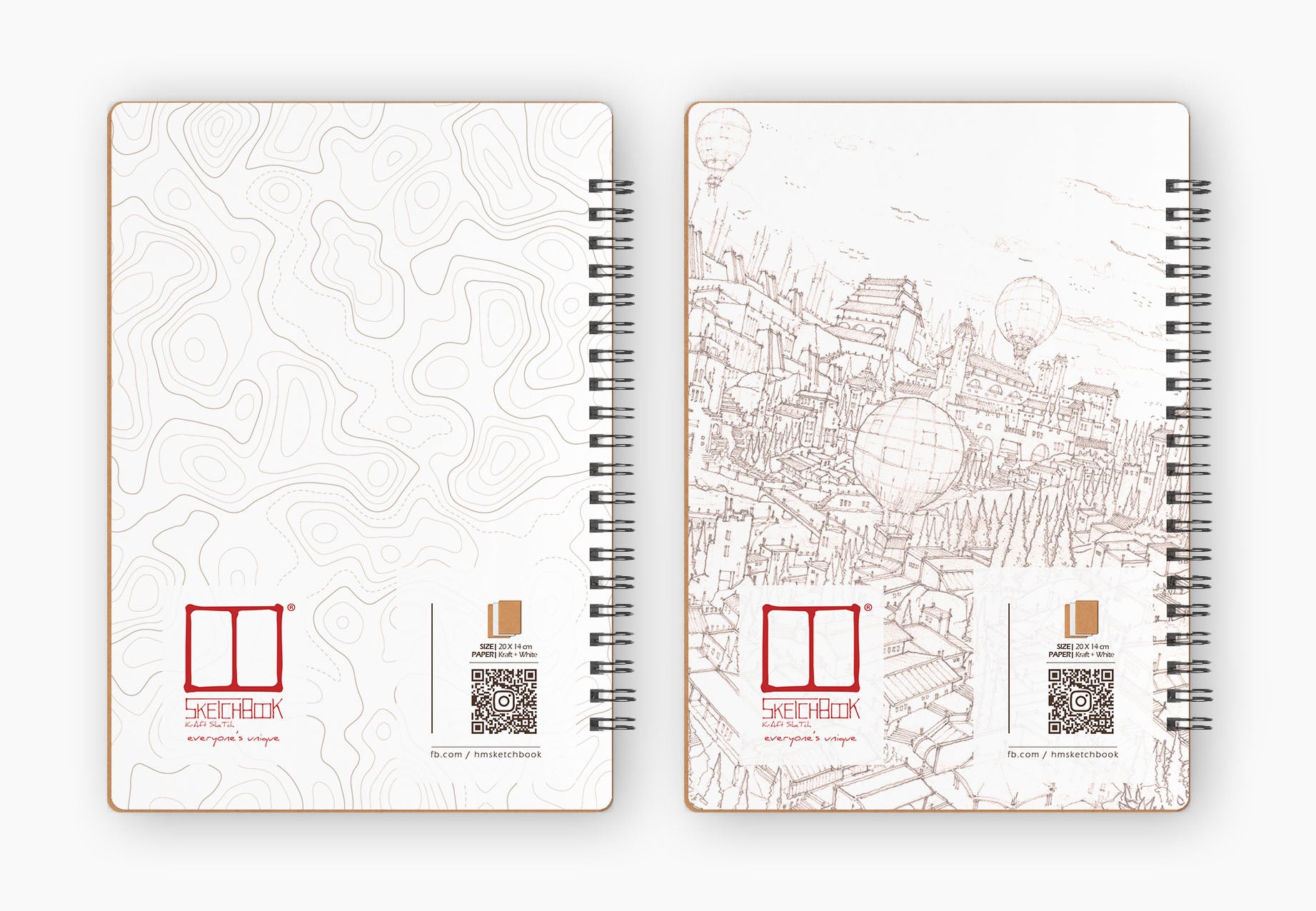 Kraft Sketch Set | 20 X 14 cm - Brown & White Paper - from SketchBook Stationery
