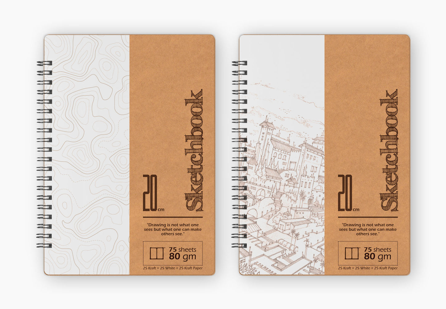 Kraft Sketch Set | 20 X 14 cm - Brown & White Paper - from SketchBook Stationery