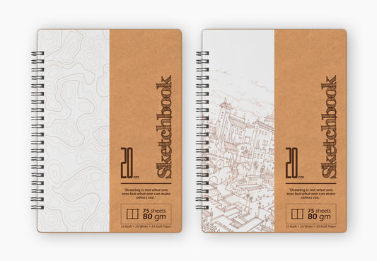 Kraft Sketch Set | 20 X 14 cm - Brown & White Paper - from SketchBook Stationery