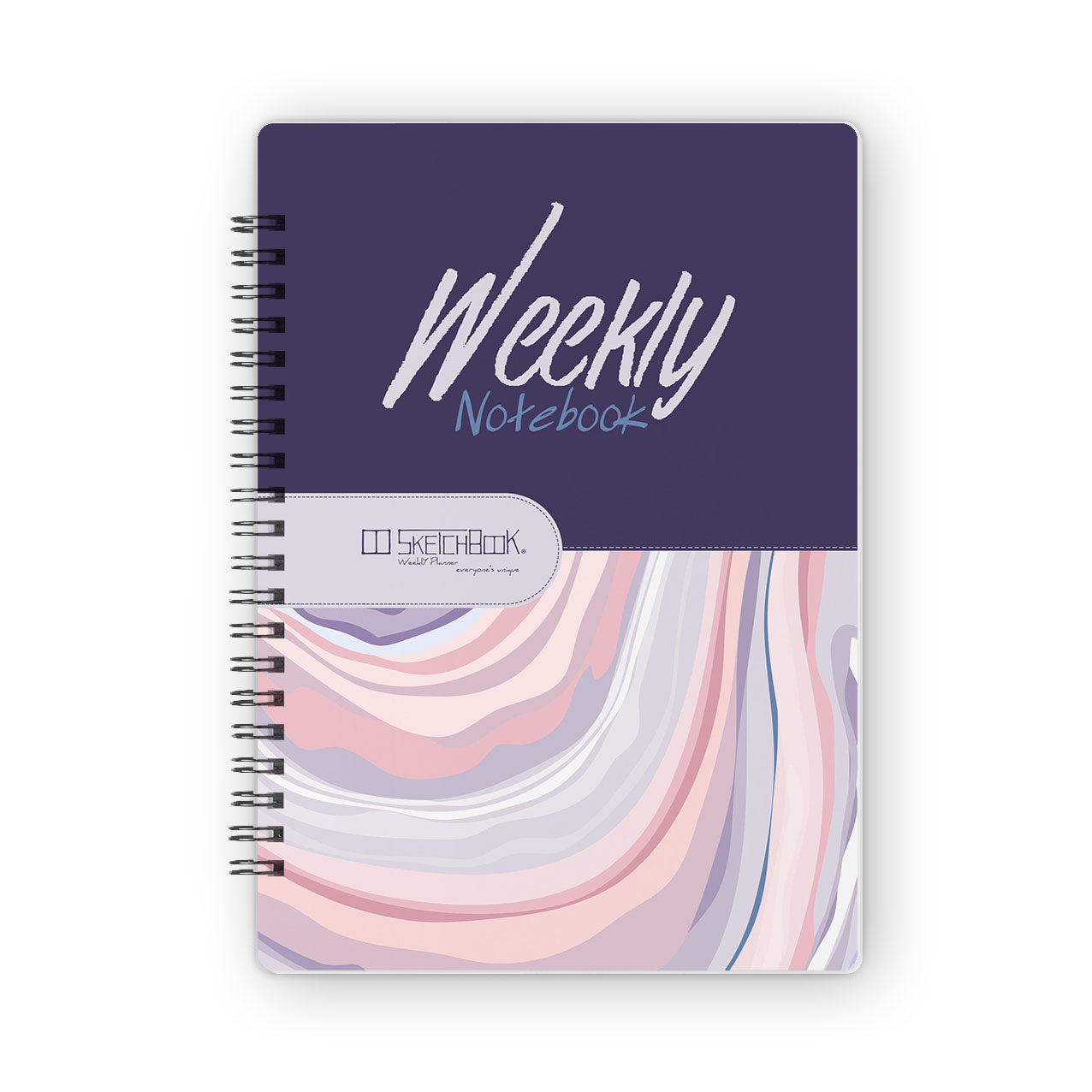 Weekly Planner Notebook  | 20 X 14 cm - (52 Weeks + 50 Lined Pages) - Marble (Purple) - from SketchBook Stationery
