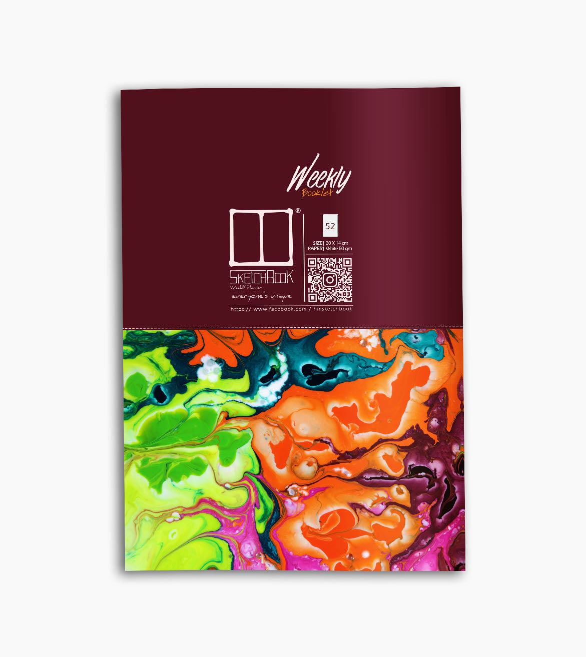 Weekly Planner Booklet | 20 X 14 cm - Marble (Red wine) - from SketchBook Stationery