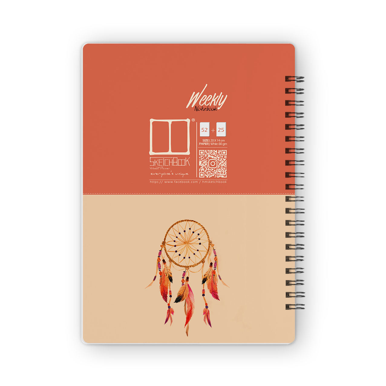 Weekly Planner Notebook | 20 X 14 cm - (52 Weeks + 50 Lined Pages) - Dream Catcher - from SketchBook Stationery