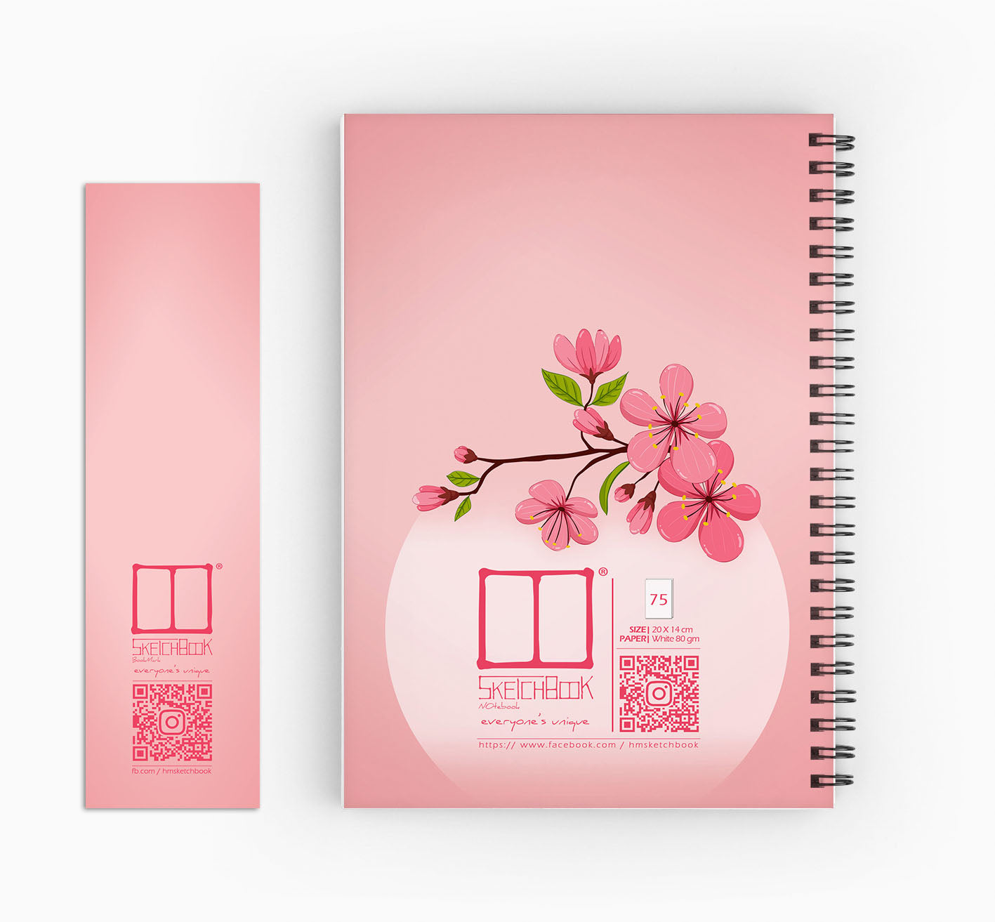 Notebooks | 20 X 14 cm - Pink Collection - Floral - from SketchBook Stationery