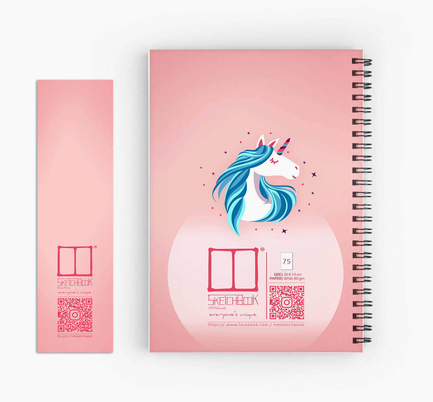 Notebooks | 20 X 14 cm - Pink Collection - Unicorn - from SketchBook Stationery