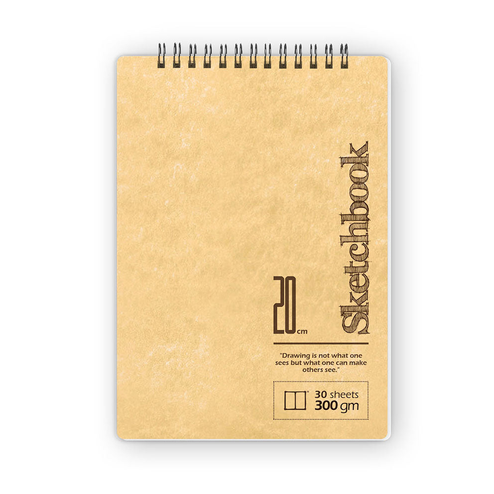 Sketchbook | 20 X 14 cm - (Yellow Plain Cover) - White Paper SketchBook Stationery