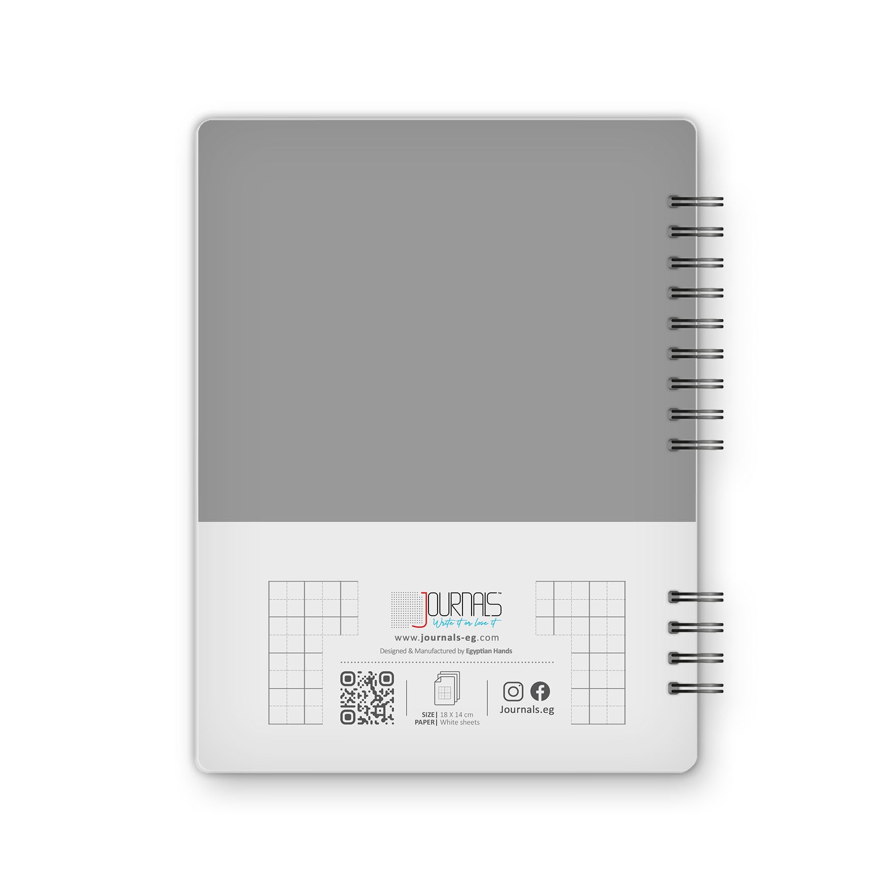 Square Grid - 18X14 cm - 75 Sheets | Grey - from Journals