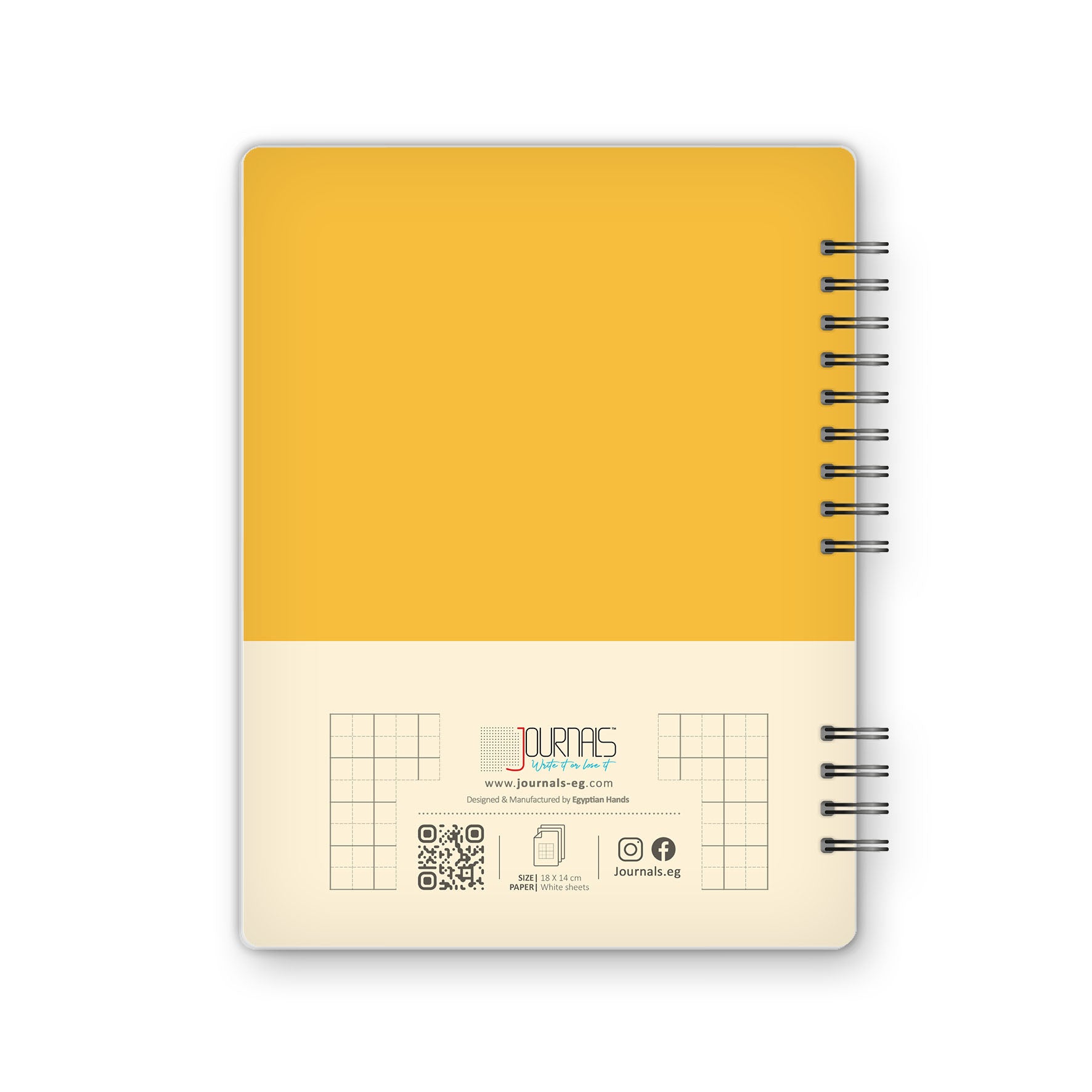 Square Grid - 18X14 cm - 75 Sheets | Yellow - from Journals