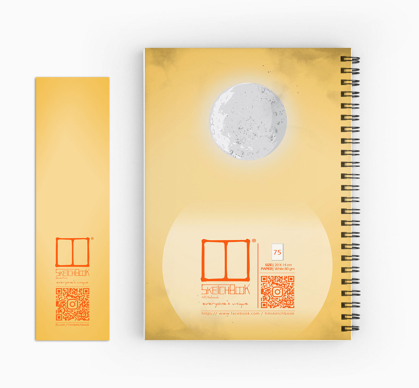 Notebooks | 20 X 14 cm - Yellow Collection - Moon - from SketchBook Stationery