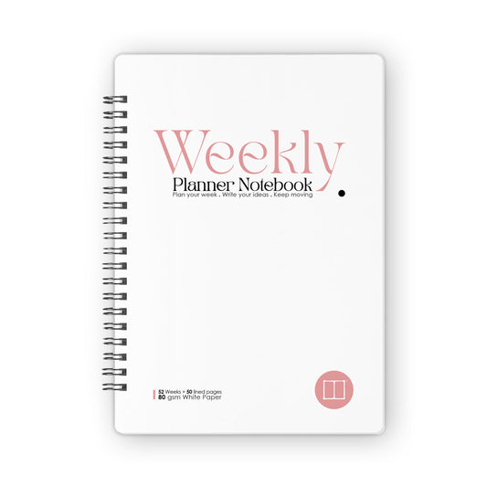 Weekly Planner Notebook  | 20 X 14 cm | 52 Weeks + 50 Lined Pages | Pink