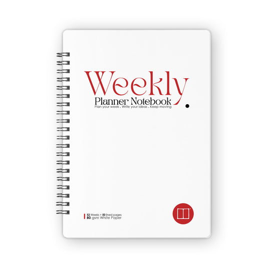 Weekly Planner Notebook  | 20 X 14 cm | 52 Weeks + 50 Lined Pages | Red
