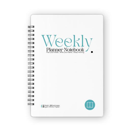 Weekly Planner Notebook  | 20 X 14 cm | 52 Weeks + 50 Lined Pages | Teal