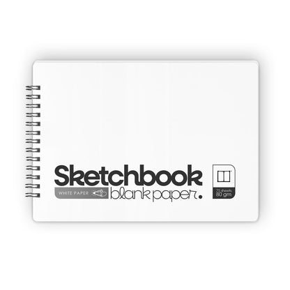 Blank sketchbook with white paper, available in 80 & 120 gsm options. Ideal for drawing, sketching, architecture & design.