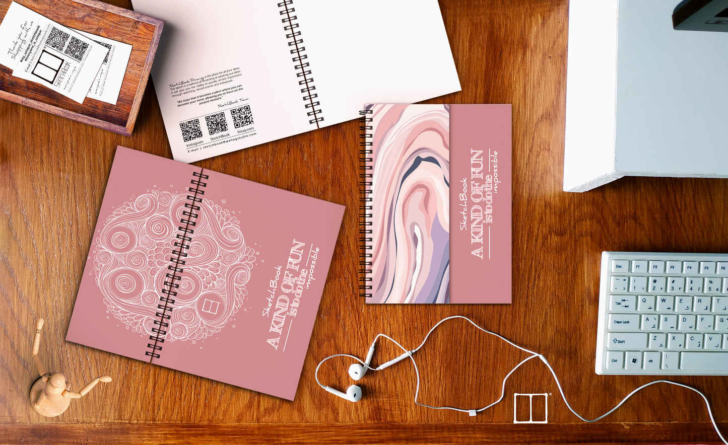 Sketchbook | 20 X 14 cm - (Half Cover) - Pink - from SketchBook Stationery
