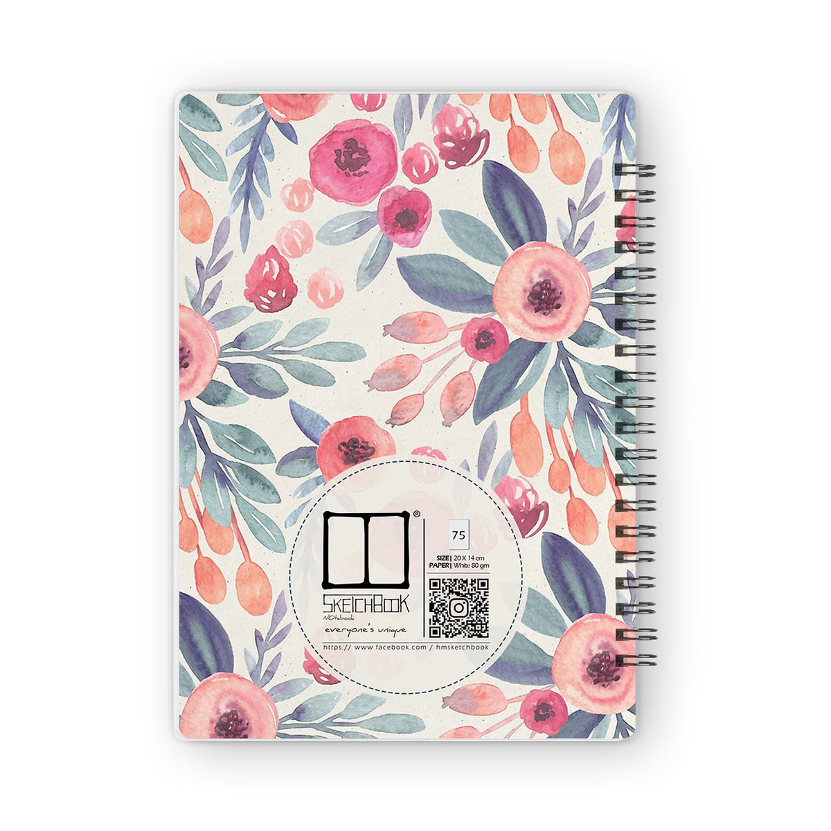 20cm Notebook Notebooks | 20 X 14 cm - Floral - from SketchBook Stationery – Journals.eg