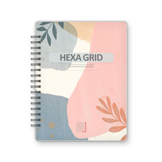 Hexa Grid - 18X14 cm - 75 Sheets | Pink Leaf 01 - from Journals