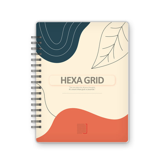 Hexa Grid - 18X14 cm - 75 Sheets | Minimal Leaf 02 - from Journals