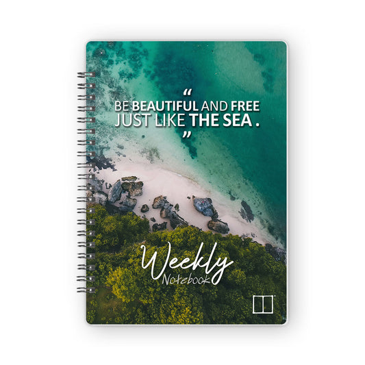 Weekly Planner Notebook  | 20 X 14 cm - (52 Weeks + 50 Lined Pages) - (The Journey Collection) - Sea - from SketchBook Stationery