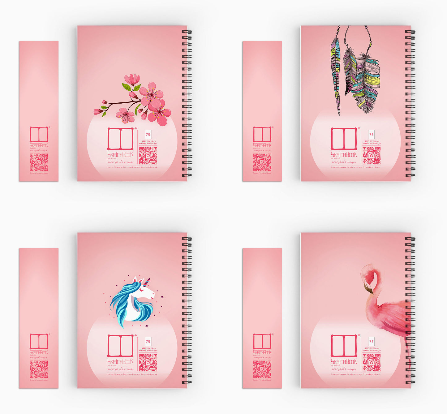 Notebooks | Pink Collection - (Bundle of 4) - from SketchBook Stationery