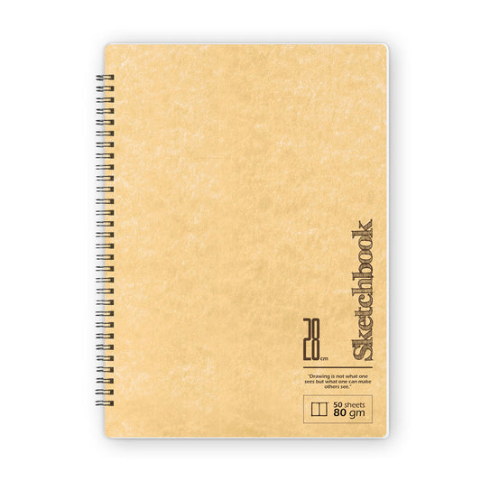 Sketchbook | 28 X 20 cm - (Yellow Plain Cover) - White Paper SketchBook Stationery